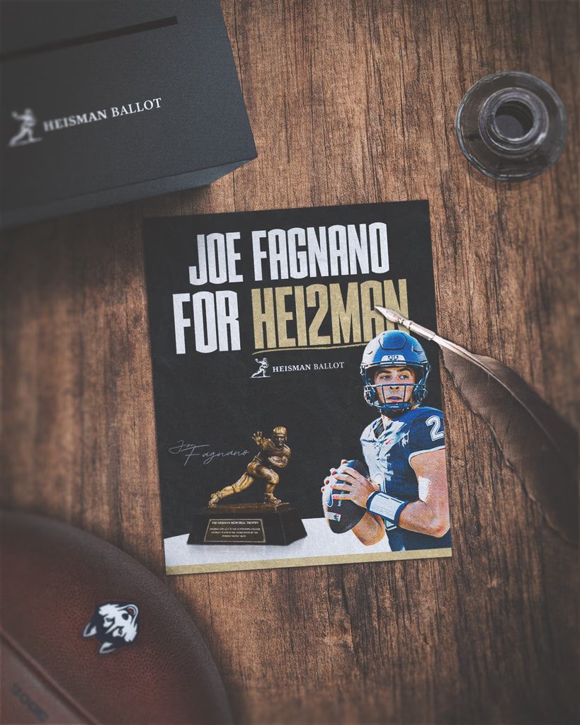 Joe Fagnano for Heisman ballot graphic on a wooden desk