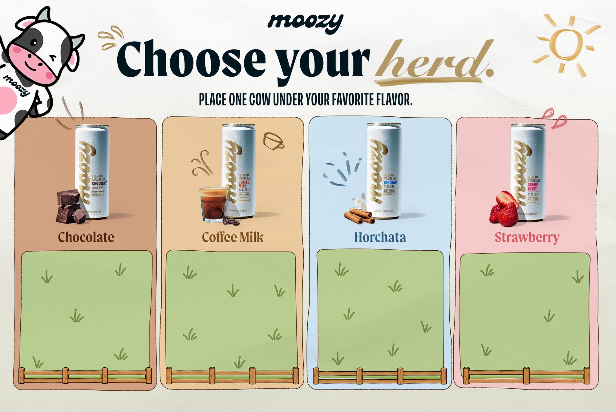 Moozy Choose your herd magnetic voting board with four flavor pens